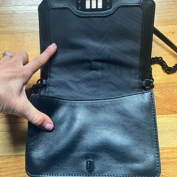 New NWT Rebecca Minkoff chevron quilted small Love crossbody black bag purse - Picture 8 of 16